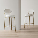 29'' Upholstered Bar Stools Velvet Counter Stool with Backrest & Footrest Set of 2 Round Dining W1757P227878