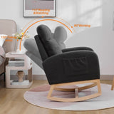Modern Accent Rocking Chair Rocking Chair with Solid Wood Legs, Upholstered Nursery Glider Rocker, 20563339