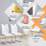 White PU Dining Chair Set.Uniquely designed white dining chairs. PU material, paired with silver W2920P225018
