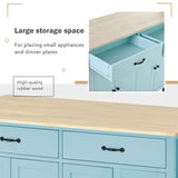 Kitchen Island Cart with 4 Door Cabinet and Two Drawers and 2 Locking Wheels - Solid Wood Top, WF286911AAN