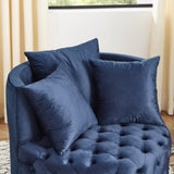 Velvet Upholstered Swivel Chair for Living Room, with Button Tufted Design and Movable Wheels, W487124835