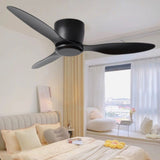 ZNTS 52" Flush Mount Ceiling Fan without light, 3 Reversible Blades, with 6 Speeds Reversible DC W2352P154691