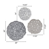 Textured Feather 3-piece Metal Disc Wall Decor Set B03598805