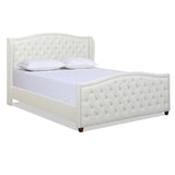 Marcella Upholstered Shelter Headboard Bed Set, King, Antique White Polyester B2719P238224