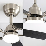 ZNTS Modern 52 Inch Led Ceiling Fan 110V 6 Speed Wind 5 Blades Remote Control Reversible DC Motor W882P146293