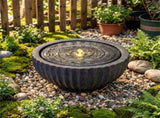 18" Round Sphere Water Fountain with 6 LED Lights Gray Resin Indoor Outdoor Water Feature 48264842
