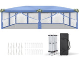 10x20 ft Instant Pop Up Canopy Tent Blue, 6 Mesh Panels 2 Doors 4 Net Sides, 07293396
