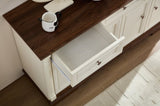 Farmhouse Style Kitchen Storage Cabinet, Large Wall Cabinet with Drawers and Doors in Roman Column W2393P300547