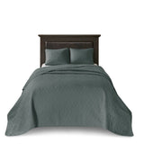 3 Piece Reversible Bedspread Set Balsam Green Queen B035P266673