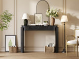 TREXM Entryway Table with Natural Wood Grain Finish, Console Table with Fluted Design, Oval Top and N715P288632B