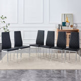 Grid armless high backrest dining chair, black chair and 6-piece set of electroplated metal legs, W1151107275