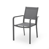 Outdoor Modern Aluminum Dining Chair with Mesh Seat , Gun Metal Gray and Dark Gray 66800.00GRY