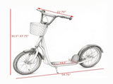 Pink 16" Inflatable Youth Scooter Kick Scooter with Adjustable Handlebars, Double Brakes, Basket 43839061