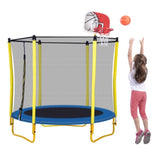 ZNTS 5.5FT Trampoline for Kids - 65" Outdoor & Indoor Mini Toddler Trampoline with Enclosure, Basketball 82509817