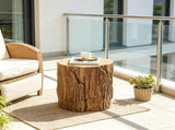 Natural Set of 2 Concrete Tree Stump Side Table Solid End Table for Indoor Outdoor Use, No 97095714