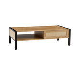 40.16" Rattan Coffee table, sliding door for storage, metal legs, Modern table for living room , W1265121739