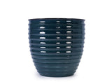 Handmade Deep Green Ceramic Planter, 17 Inch Diameter, 1 Piece, Horizontal Ripples Pattern, for W3273P326363