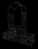 Metal Garden Arch with Gate 79.5'' Wide x 86.6'' High Climbing Plants Support Rose Arch Outdoor W1586P148090