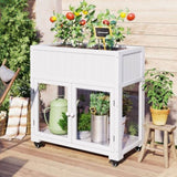 TOPMAX Patio 35.4''x17.7''x37.4'' Mini Wood Cold Frame, Compact 2 Doors Garden Greenhouse with N717P229026K