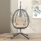 Egg Chair with Stand Indoor Outdoor Swing Chair Patio Wicker Hanging Egg Chair Hanging Basket Chair W87433841
