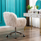 HengMing Modern Faux fur home office chair, fluffy chair for girls, makeup vanity Chair W21234444
