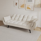 57 inch beige sofa soft two armrests throw pillow pillow comfortable fit apartment bedroom small W1658135109
