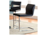 Set of 2 Padded Leatherette Dining Chairs in Black and Chrome Finish B016P156820