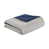 7 Piece Faux Suede Comforter Set Blue King B03596785