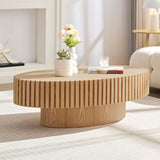 Modern Handcraft Drum Table Length 43.7 inch Ellipse Table for Living Room,Oval Small W2582P188739