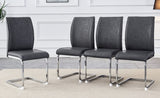 Luxury Simple Arch Chair - Set of 4 Dark Gray PU Material High Resilience Dining Chair with Arched W1151P154855