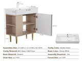 21.6" Open-shelving Bathroom Vanity with Ceramic Sink and Soft-Closing Door, Cloakroom Open Shelf 46799268