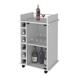 Vegas Bar Cart, Two Tier Cabinet With Glass Door, Six Cubbies For Liquor B128P176147