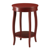Red Round Side Table with Bottom Shelf B062P181366