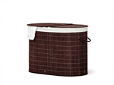 100L Handwoven Laundry Hamper with Lid, Double Laundry Basket with Removable Washable Liner, Brown 33110528
