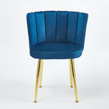 Modern BLUE dining chair with iron tube golden color legs, velvet and comfortable W234P256814