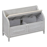 Rustic Style Solid wood Entryway Multifunctional Storage Bench with Safety Hinge 76985453