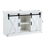 White decorative wooden TV / storage cabinet with two sliding barn doors, available for bedroom, 47276471