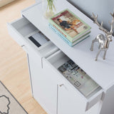 White Shoe Storage Cabinet with Fives Shelves, Two Drawers, Fits 15 Pairs of Shoes B107130885