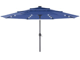 10ft 3-Tier Solar LED Patio Umbrella with Tilt Adjustment and UV-Resistant Polyester Fabric, Outdoor 86172517