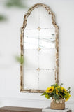 22" x 48" Large Cream & Gold Framed Wall Mirror, Wood Arched Mirror with Decorative Window Look for W2078P155651