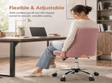 Comfy Office, Adjustable Swivel Desk with Wheels, Wide Seating, Modern Fabric Vanity 82980240