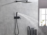 Brass Matte Black Shower Faucet Set Shower System 10 Inch Rainfall Shower Head with Handheld Sprayer 57003822