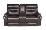 Contemporary Recliner Console Loveseat - Coffee or Wine Color Options - Power Reclining, B081109560