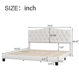 Upholstered Platform Bed with Saddle Curved Headboard and Diamond Tufted Details, King, Beige WF294420AAA