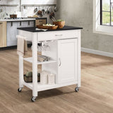 Black and White Kitchen Cart with 1 Cabinet B062P189061