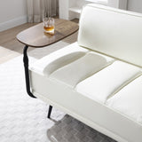 55"Inch Width Modern End of Bed Bench,Beige Faux Leather Upholstered With side table, 360-degree W2677P196632