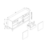 Black and grey sideboard tv stand buffet with two doors one drawer and six shelves B107P256698