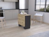 Folding Table with Expandable Design in 3 Forms, Black / Macadamia B097P167405
