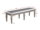 1-Pc Modern Glam Long Bench Upholstered Seat Sparkling Embellishments Silver Gray Finish Furniture B011130714