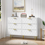 ZNTS Modern white 6 Drawers Bedroom,Wooden drawers with Gold Handles, Chest Dresser with Deep Drawers 99447169